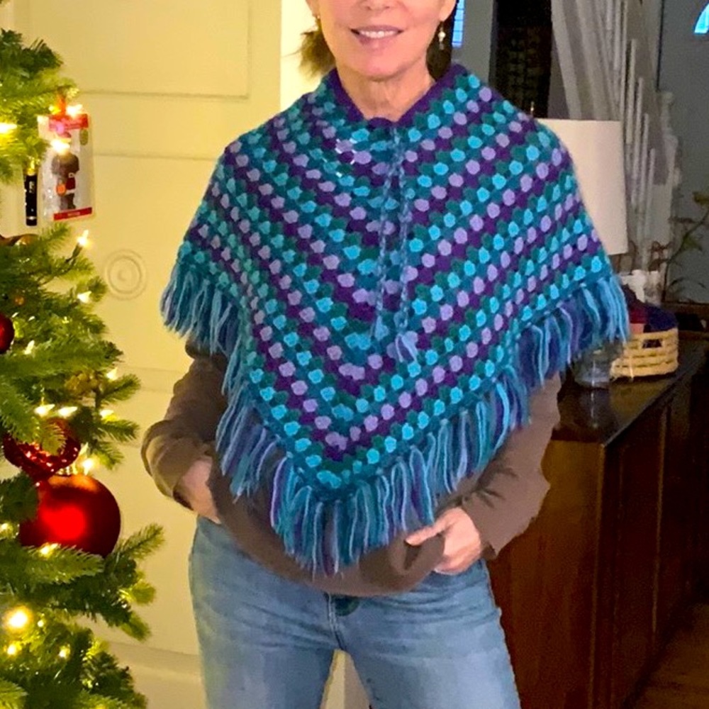 AWESOME Granny crocheted poncho for kids or adults